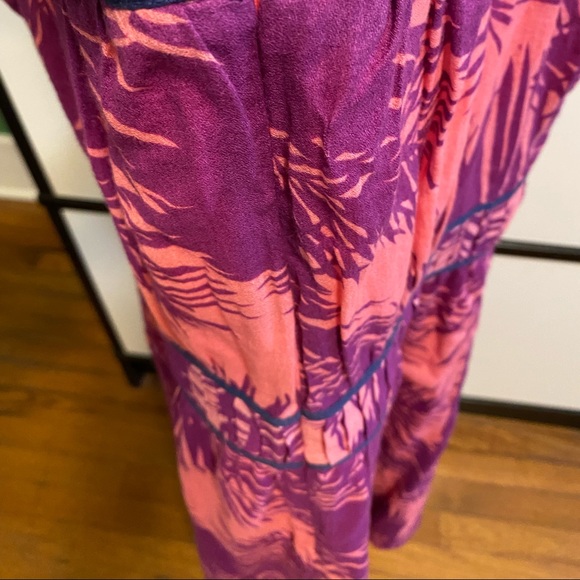 Provenza Schuler Tropical Pink & Purple 🌴 Palm leaves Leaves Lightweight Dress - Picture 9 of 15